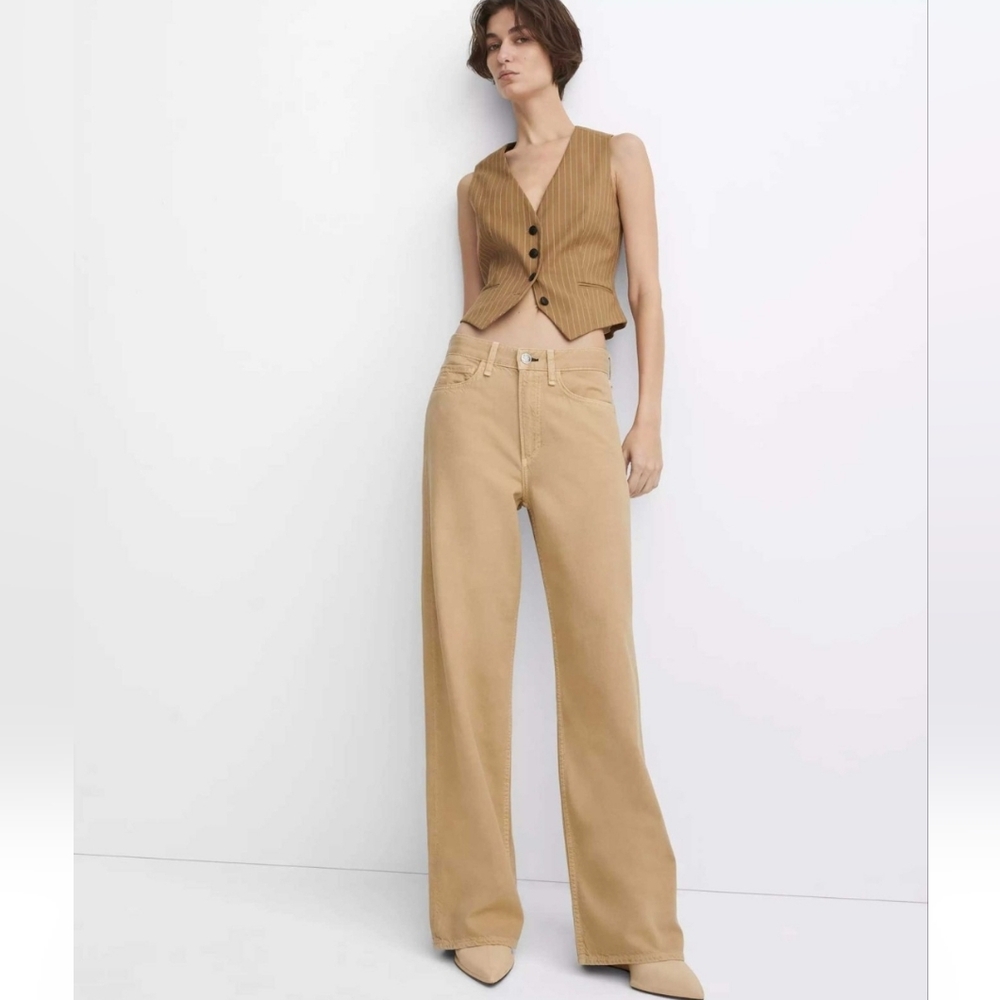 rag & bone Logan Mid-rise Wide Leg Featherweight Khaki Beige